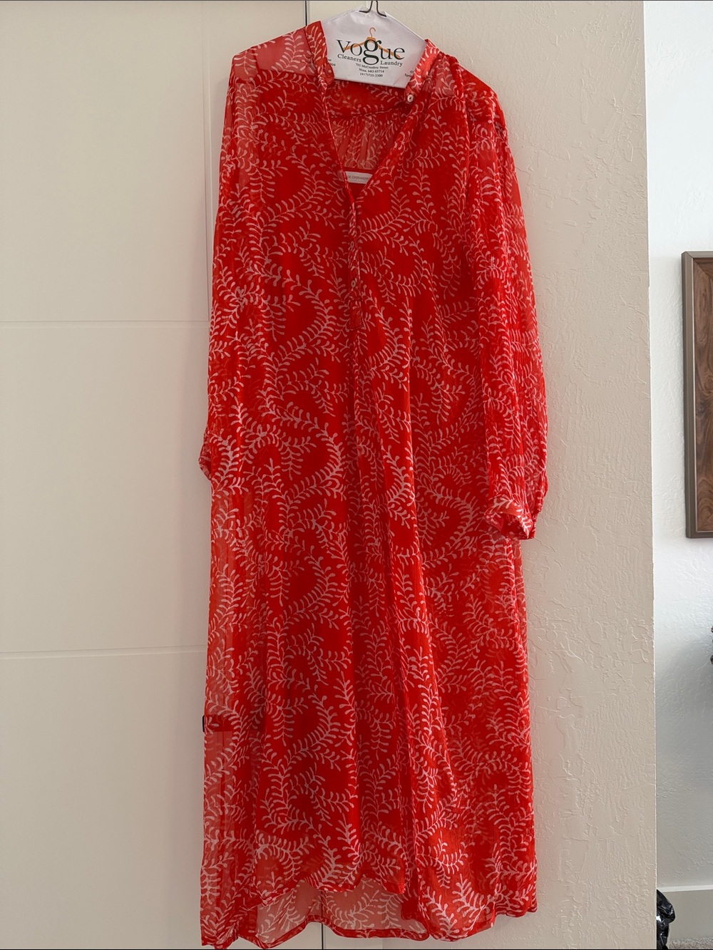 Poppy orange/red Printed Long Sleeve Women’s Dress